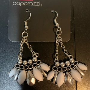 Silver/white dangle earrings